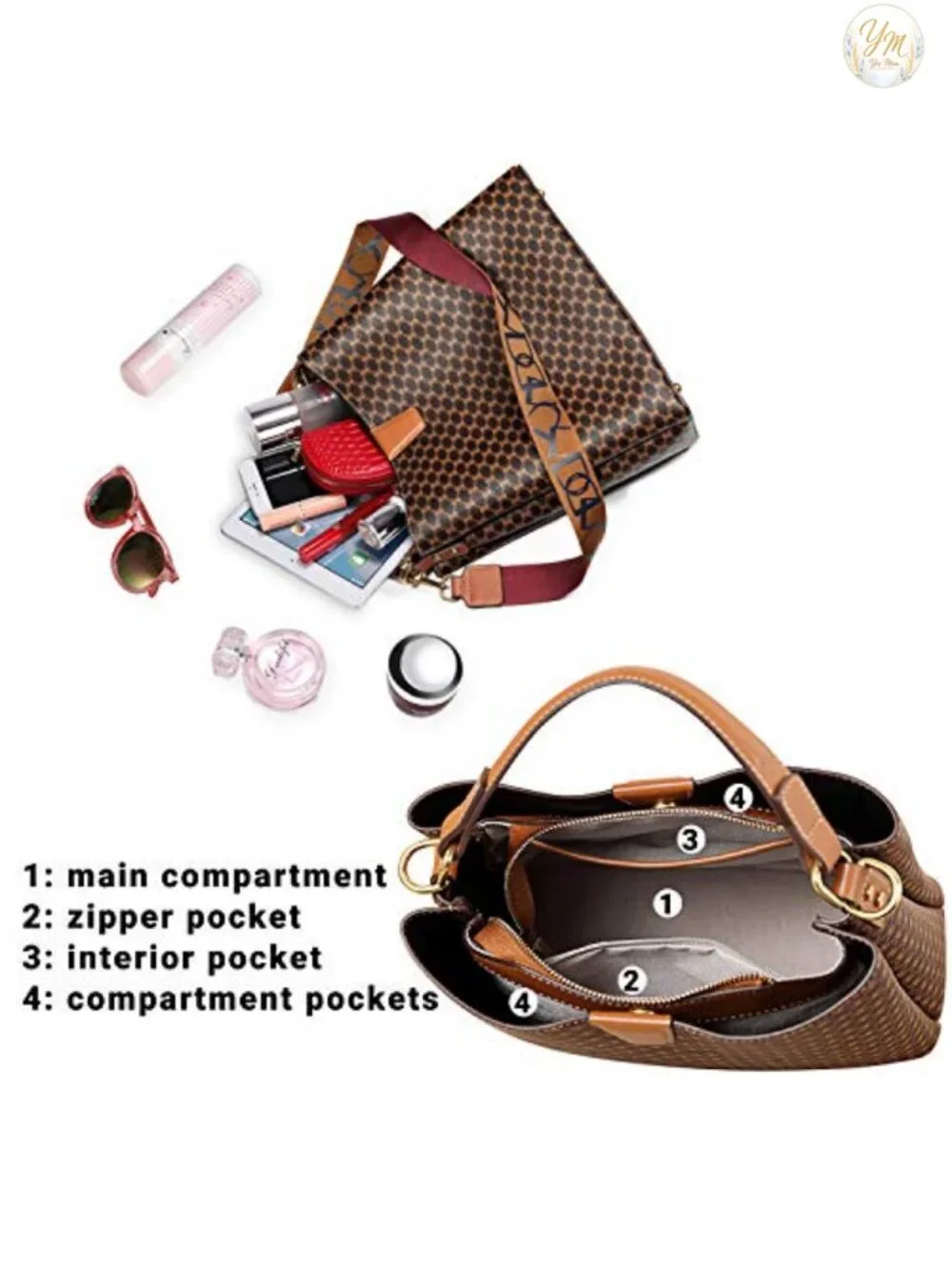 Vintage Satchel Handbag Faux Leather Top Handle Tote Crossbody
